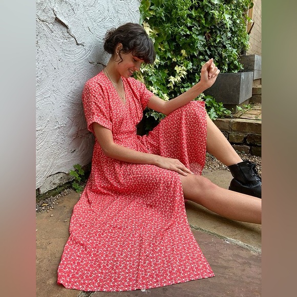 Urban Outfitters Dresses & Skirts - Urban Outfitters Gabrielle Woven Dobby Midi Wrap Dress Size XS